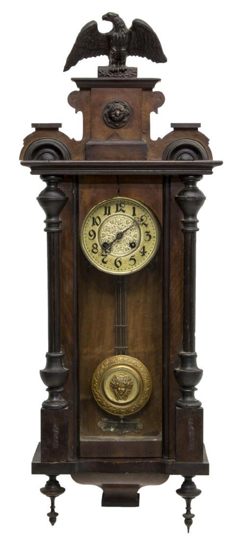 VICTORIAN REGULATOR WALL CLOCK WITH CARVED EAGLE (1 of 3)