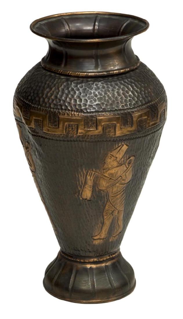 CONTINENTAL HAMMERED COPPER FIGURAL VASE (1 of 2)