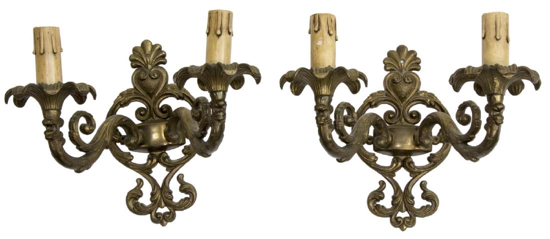 (2) GILT METAL FAUX CANDLE WALL SCONCES (1 of 1)