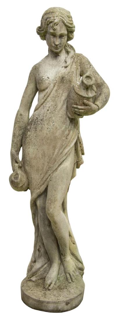 CAST CONCRETE FEMALE FIGURE GARDEN STATUE (1 of 3)