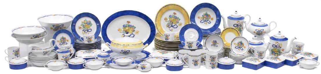 (122) BERNARDAUD LIMOGES 'BORGHESE' DINNER SERVICE: (lot of 122) Bernardaud Limoges "Borghese" dinner service, France, including: (11) dinner plates, 10.25"diam, (12) salad plates, 8.25"diam, (12) dessert plates, 6.5"diam, (8) bread plates, 5.25"diam,