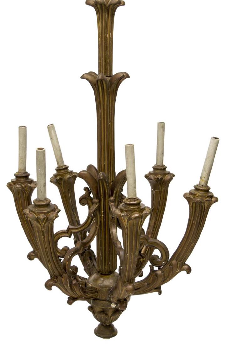 MONUMENTAL VENETIAN GILTWOOD 6LT CHURCH CHANDELIER (1 of 2)