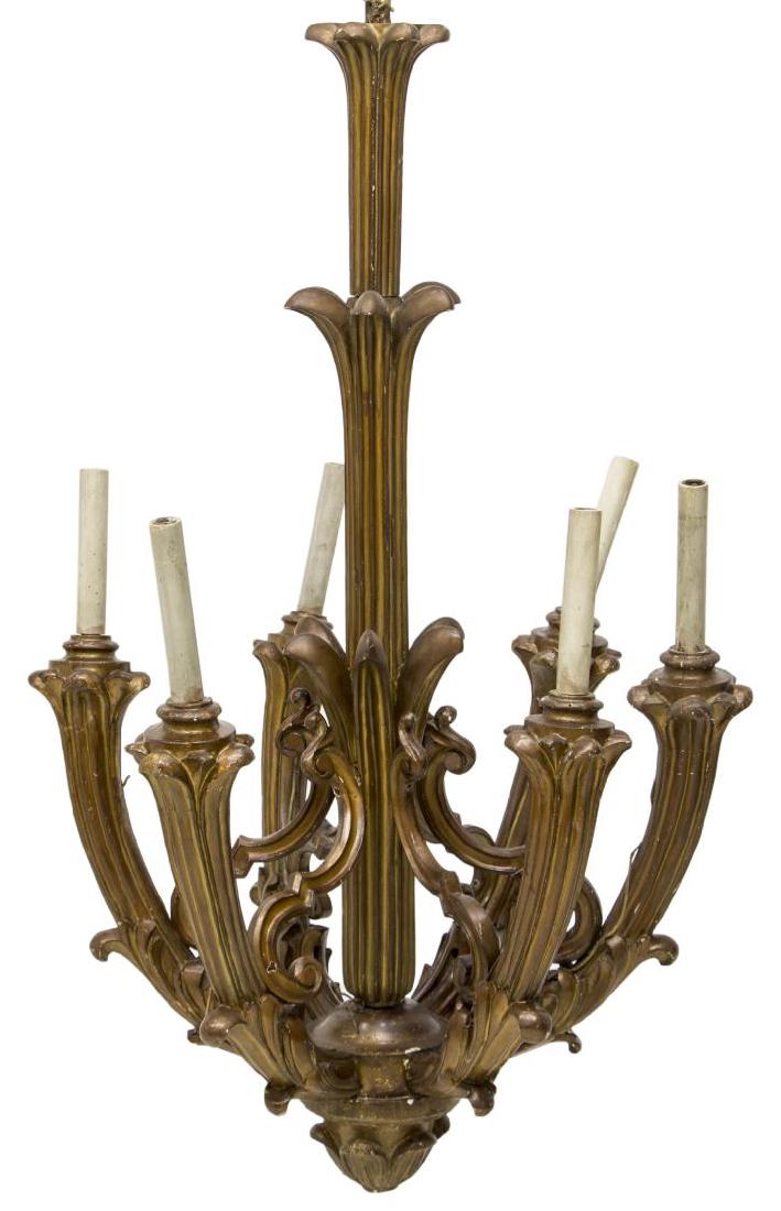 MONUMENTAL VENETIAN GILTWOOD 6LT CHURCH CHANDELIER (1 of 2)