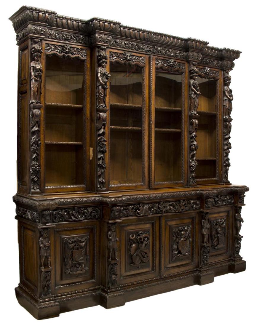 MONUMENTAL CARVED OAK RENAISSANCE REVIVAL BOOKCASE (1 of 7)