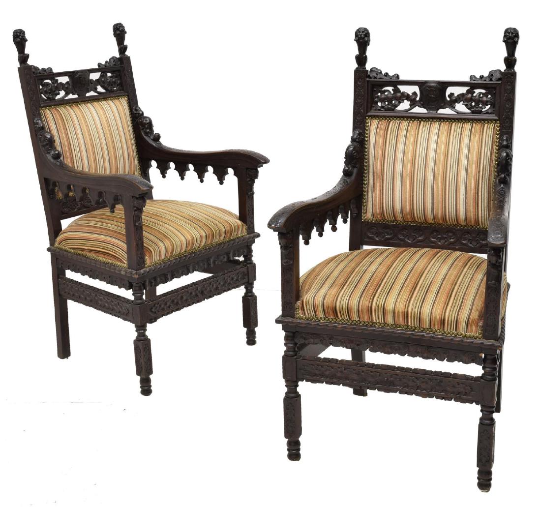 (2) STUNNING CONTINENTAL GOTHIC REVIVAL ARMCHAIRS (1 of 4)