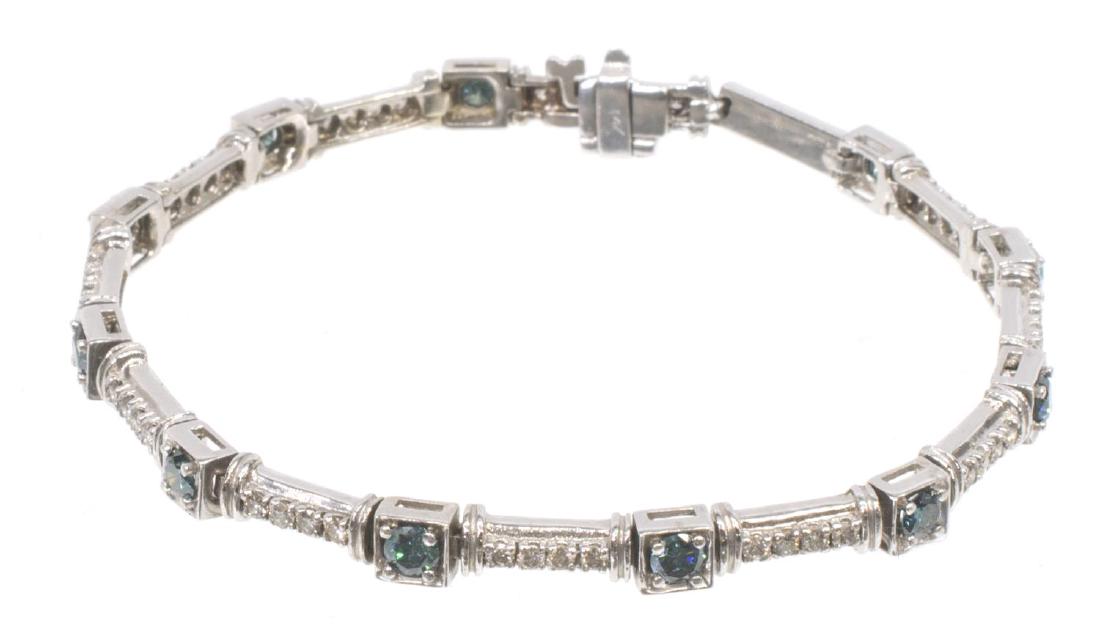 LADIES BLUE & WHITE DIAMOND 14KT GOLD BRACELET (1 of 4)