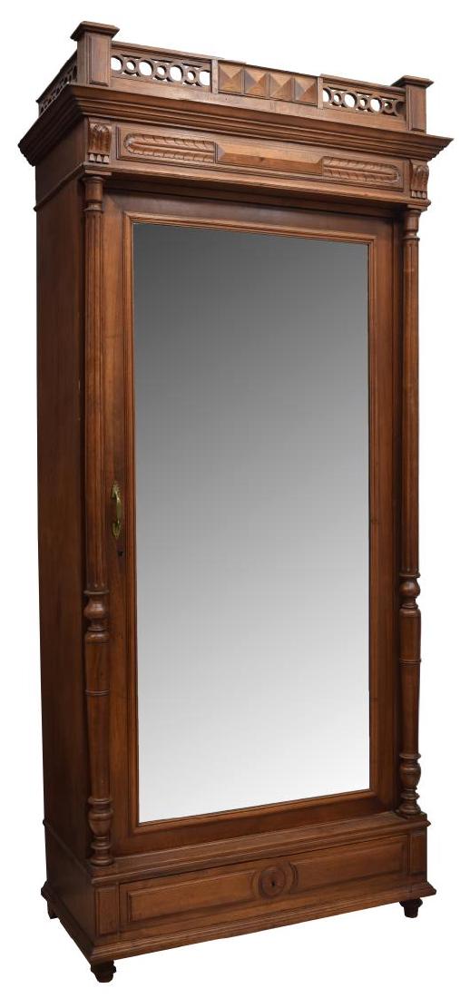 FRENCH HENRI II STYLE WALNUT FINISH ARMOIRE (1 of 3)