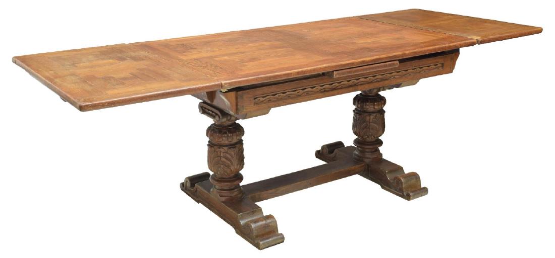 FRENCH JACOBIAN HEAVILY CARVED OAK DINING TABLE (1 of 4)