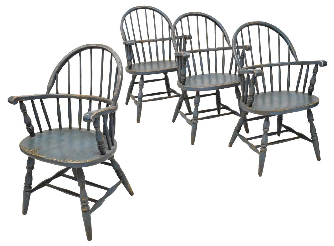 (4) PAINTED WINDSOR HOOP-BACK ARMCHAIRS (1 of 3)
