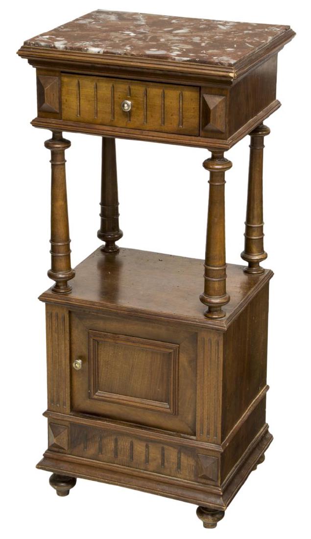 FRENCH MARBLE TO BEDSIDE CABINET (1 of 2)