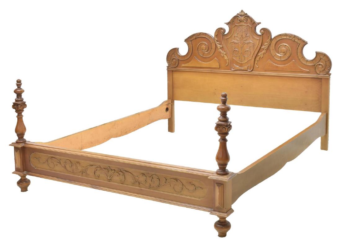 ITALIAN ROCOCO STYLE HEAVILY CARVED HARDWOOD BED (1 of 2)