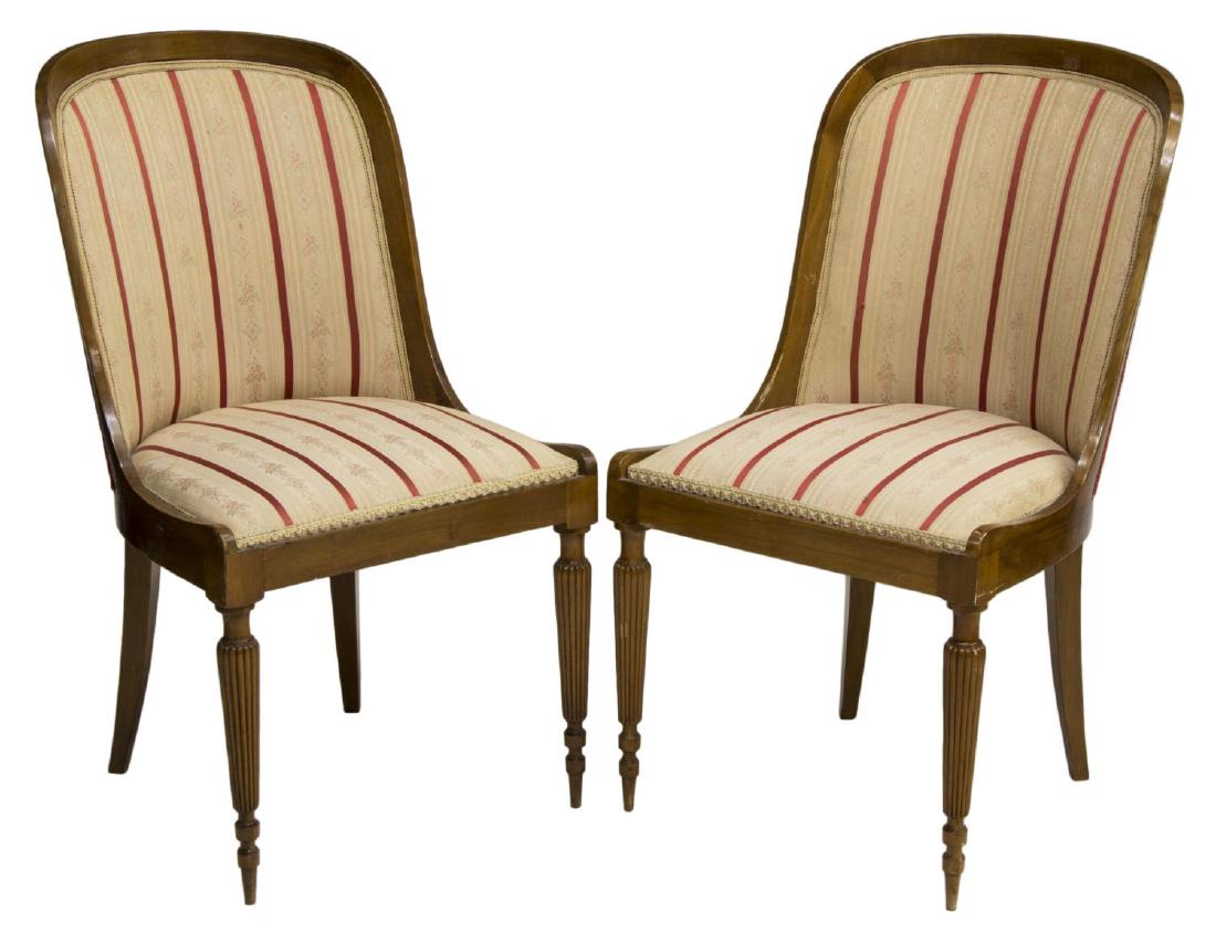 (2) CONTINENTAL WALNUT UPHOLSTERED SIDE CHAIRS (1 of 2)