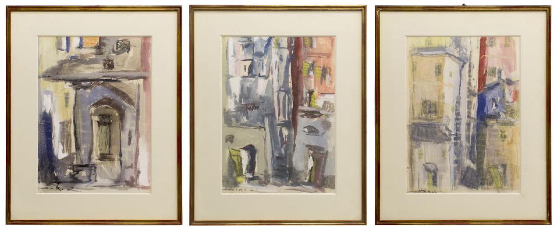 (3) FRAMED MODERN WATERCOLOR & GOUACHE PAINTINGS (1 of 4)
