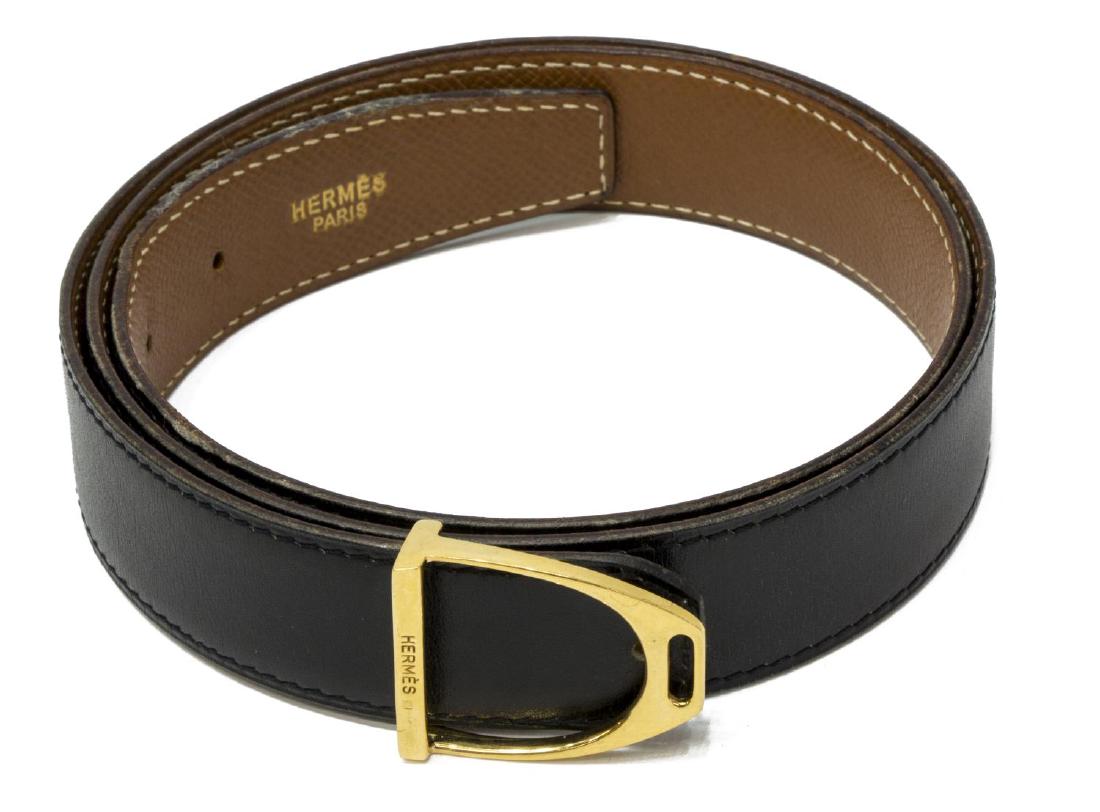 MEN'S HERMES BLACK & BROWN REVERSIBLE ETRIER BELT (1 of 3)