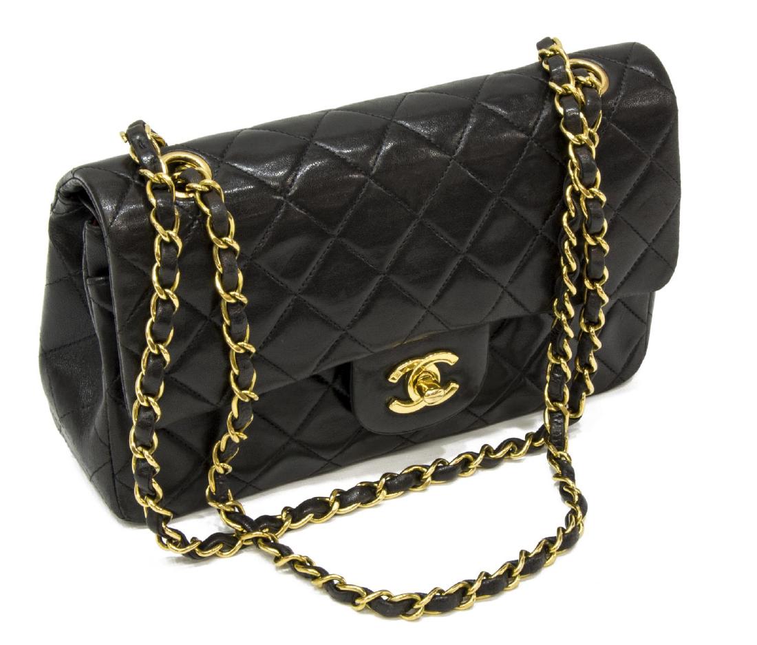 CHANEL 'CLASSIC DOUBLE FLAP' BLACK LEATHER HANDBAG (1 of 5)