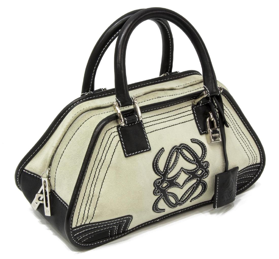 LOEWE 'AMAZONA' MINT GREEN SUEDE HANDBAG (1 of 5)