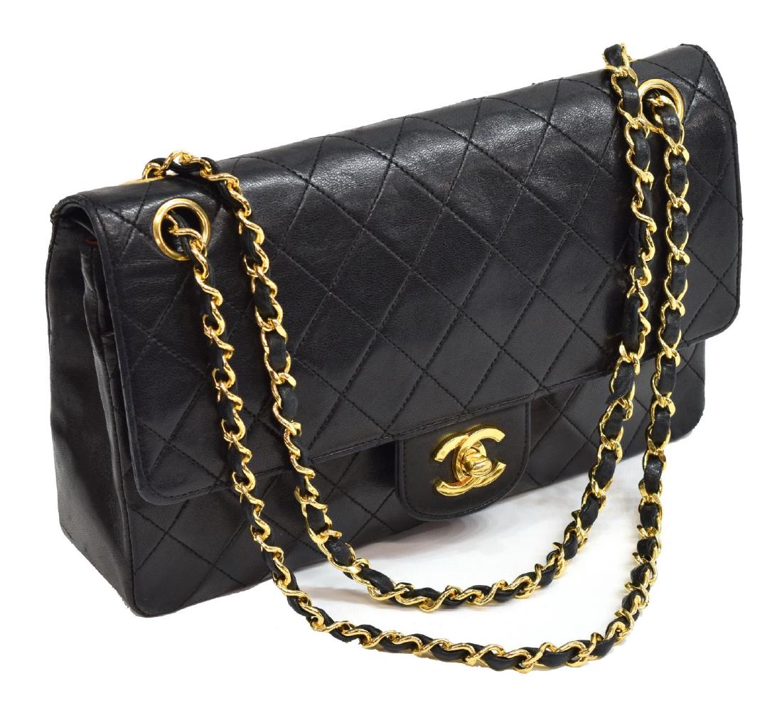 CHANEL QUILTED BLACK CLASSIC MED. DOUBLE FLAP BAG (1 of 5)