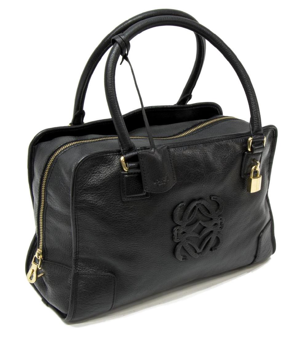 LOEWE 'AMAZONA' BLACK PEBBLED LEATHER HANDBAG (1 of 5)