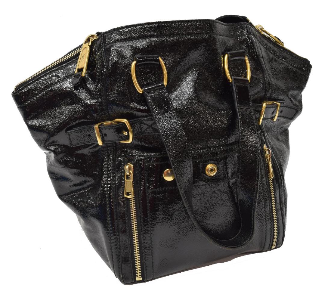 YVES SAINT LAURENT 'DOWNTOWN' BLACK PATENT TOTE (1 of 4)