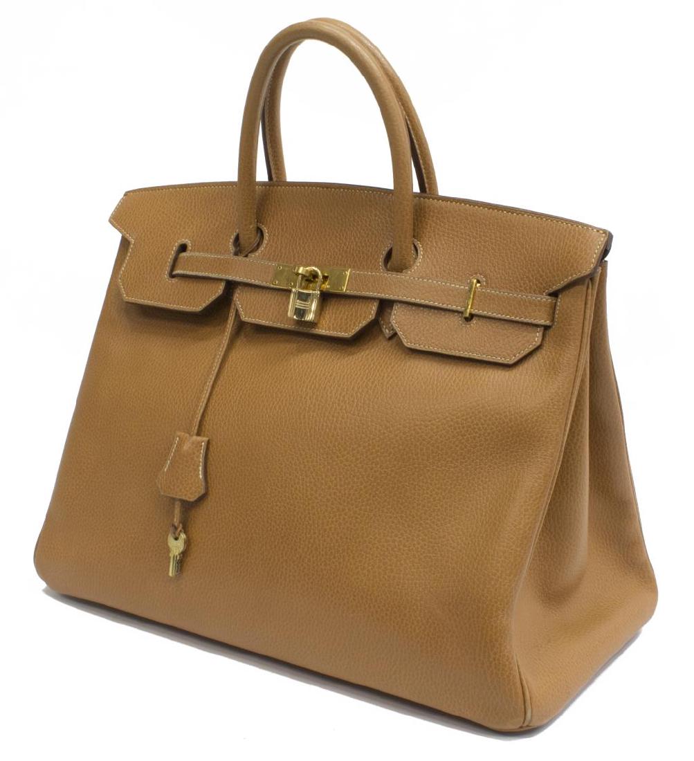 HERMES 'BIRKIN' COURCHEVEL LEATHER HANDBAG (1 of 5)