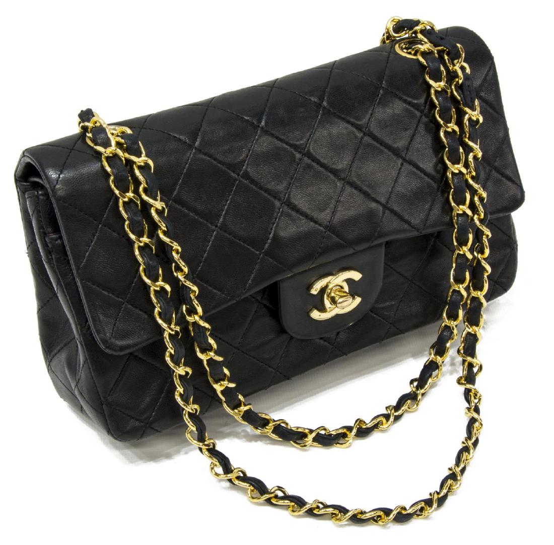 CHANEL 'CLASSIC DOUBLE FLAP' BLACK LEATHER HANDBAG (1 of 5)