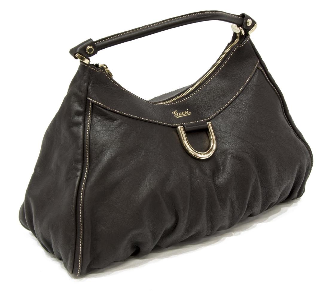 GUCCI BROWN LEATHER D-RING HOBO BAG (1 of 5)