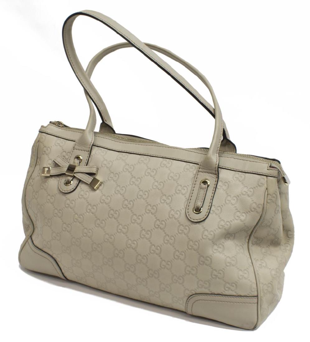GUCCI 'PRINCY' IVORY GUCCISSIMA LEATHER TOTE BAG (1 of 5)