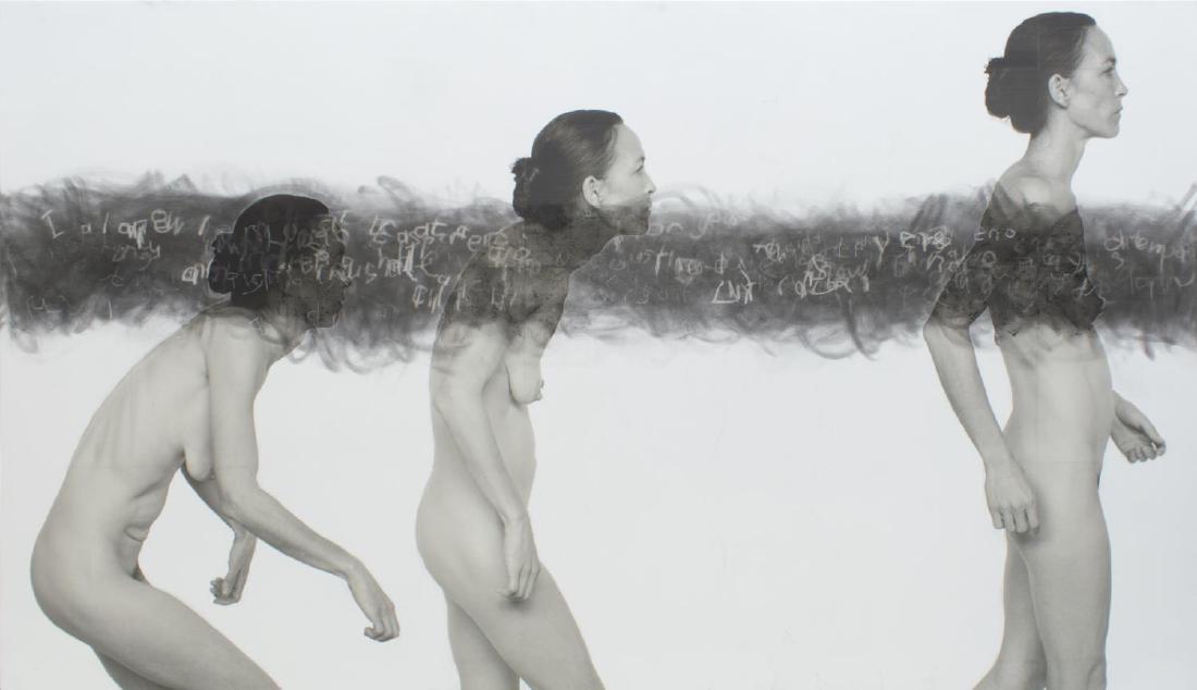 POVEY & SCHULTZ MIXED MEDIA ON PANEL PAINTING: Acrylic and mixed media on panel painting, 2017, "Corpus," unsigned, Povey and Schultz (Edward Povey, England, b. 1951) (Donna Tolar Schultz, United States, b. 1966), overall: 48"h, 83"w, 26lbs Start