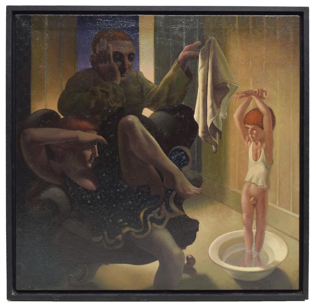 EDWARD POVEY (B.1951) FRAMED OIL ON LINEN PAINTING: Framed oil on linen painting, 2013, "White Bowl," dated and signed upper left Povey (Edward Povey, England, b.1951), title and artist information verso, sight: 40"h, 40.25"w; overall: 42.5"h, 42.75"w,