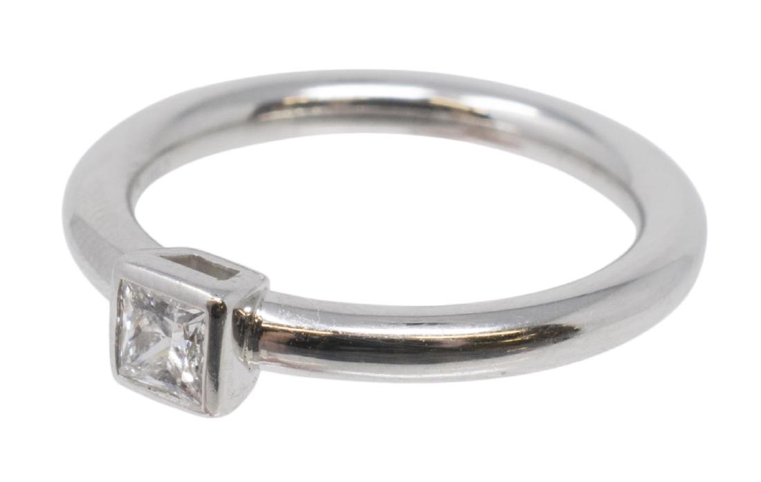 TIFFANY & CO PLAT 0.27 CT DIAMOND SOLITAIRE RING: Ladies Tiffany & Company platinum and diamond solitaire ring, set with (1) 0.27ct diamond, marked 950, approx size 5.75, 6.4 grams (inclusive of all material) Start Price $500.00