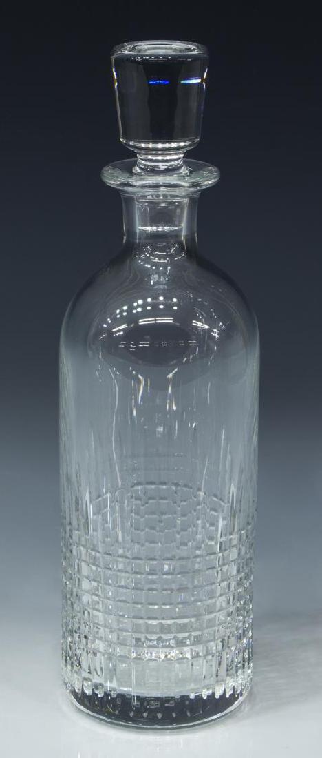 BACCARAT 'NANCY' CUT CRYSTAL SPIRIT DECANTER: Baccarat "Nancy" cut crystal spirit decanter with stopper, acid etched mark underfoot, 11.5"h, 3lbs Start Price: $80.00