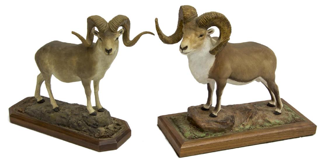 (2) LOUIS PAUL JONAS STUDIOS ARGALI SCULPTURES: (lot of 2) Louis Paul Jonas (American, 1894-1971) Studios wildlife sculptures, signed and numbered to back, including: (1) Tibetan Argali, numbered 5/90; (1) Marco Polo Argali, numbered 473, loss and