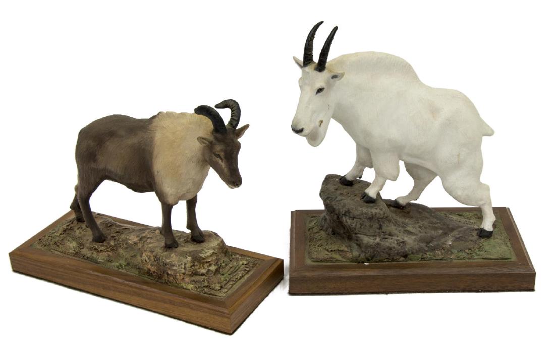 (2) LOUIS PAUL JONAS STUDIOS WILDLIFE SCULPTURES: (lot of 2) Louis Paul Jonas (United States, 1894-1971) Studios wildlife sculptures, including: (1) Rocky Mountain Goat, signed and numbered 11/88, approx 8.25"h, 7.5"w, 4.25"d, (1) Himalayan Thar, sig