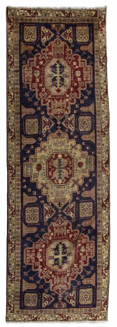 HAND-TIED PERSIAN TABRIZ WOOL RUNNER, 9'7" x 3'4": Hand-tied Persian Tabriz wool runner / rug, Iran, approx 9'7"l, 3'4"w (exclusive of fringe) Start Price: $200.00