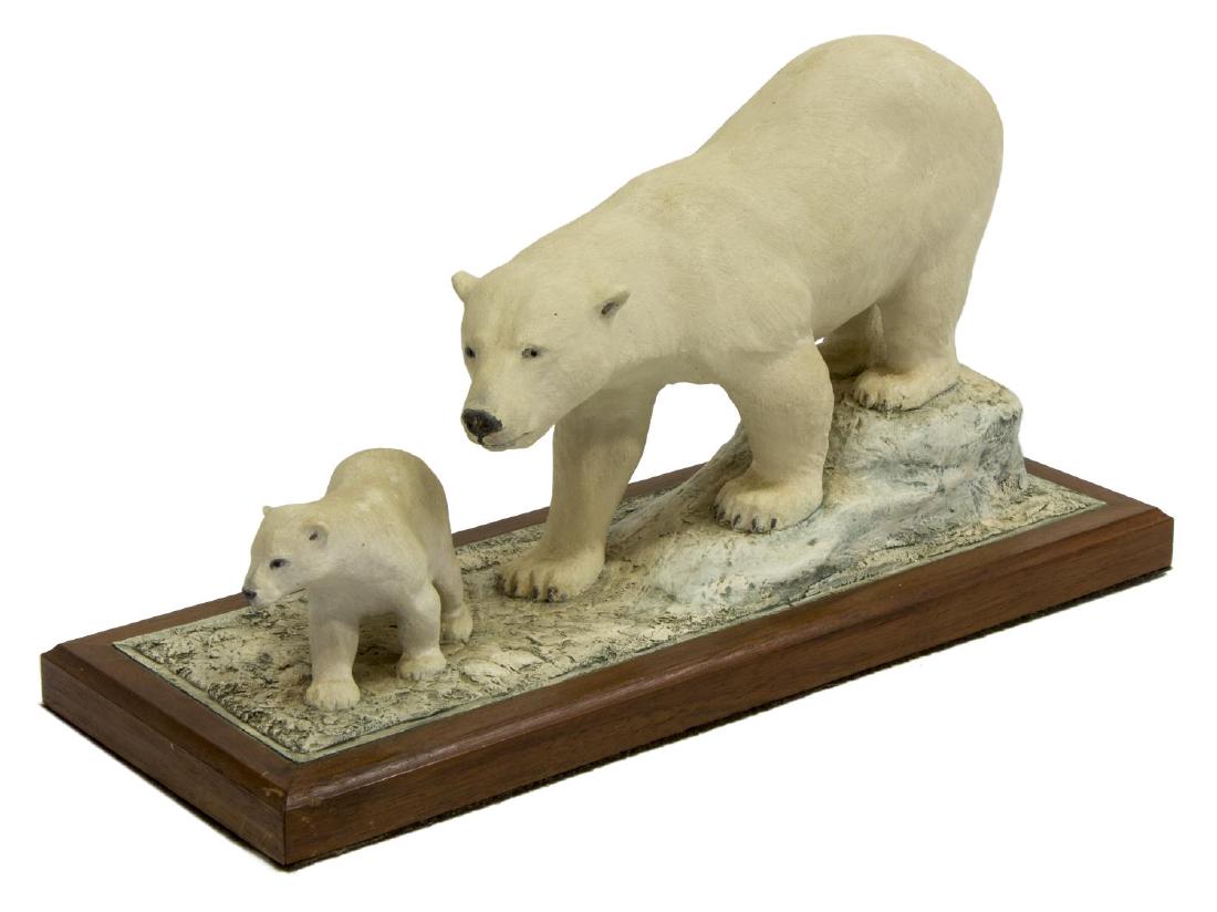 LOUIS PAUL JONAS STUDIOS POLAR BEAR & CUB: Louis Paul Jonas (United States, 1894-1971) Studios, Polar Bear and Cub, signed and numbered 7/89, approx 6.25"h, 12.5"w, 5"d, 2.25lbs**Provenance: From the estate of James Dolan Jr. (1937-2017), Dire
