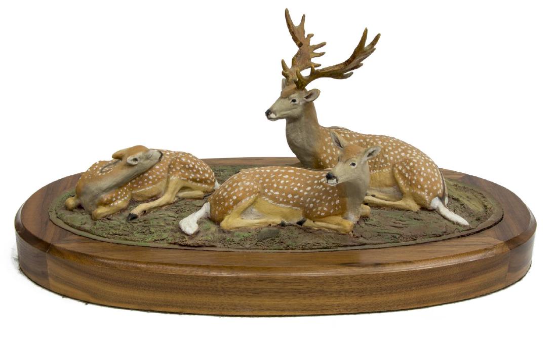 LOUIS PAUL JONAS STUDIOS PERSIAN FALLOW DEER: Louis Paul Jonas (United States, 1894-1971) Studios, Persian Fallow Deer, signed and numbered 7/90, approx 6.5"h, 15.75"w, 8.25"d, 4lbs **Provenance: From the estate of James Dolan Jr. (1937-2017), Di
