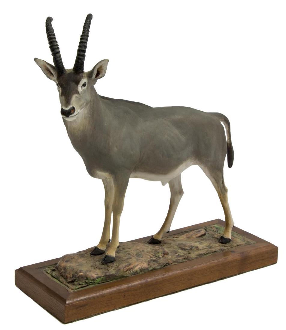 LOUIS PAUL JONAS STUDIOS EXTINCT BLAUBOK: Louis Paul Jonas (United States, 1894-1971) Studios, Blaubok, extinct in 1800, signed and numbered 9/89, approx 9.75"h, 9.5"w, 3.5"d, 1.25lbs **Provenance: From the estate of James Dolan Jr. (1937-201