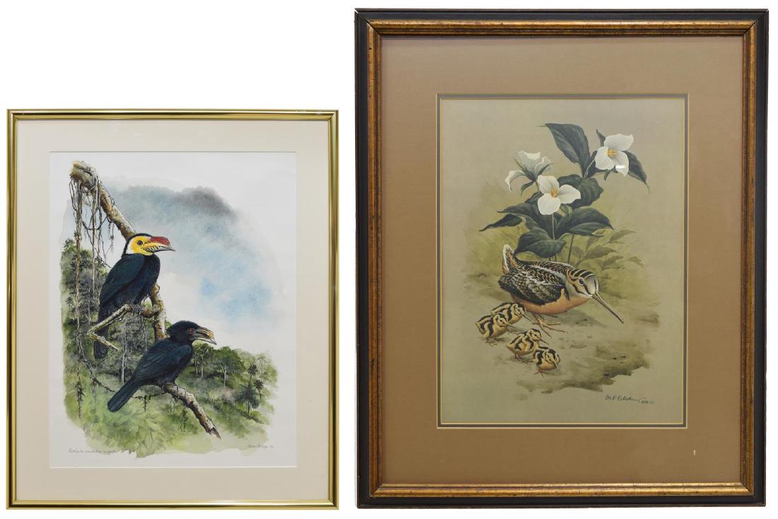 (2) FRAMED SIGNED ARTWORK, DON R. ECKELBERRY: (lot of 2) Framed and signed artwork, including: (1) lithograph, Woodcock & Young, signed Don R. Eckelberry (Don Richard Eckelberry, American, 1921-2001) and dated 1972 to lower right, sight: approx 1