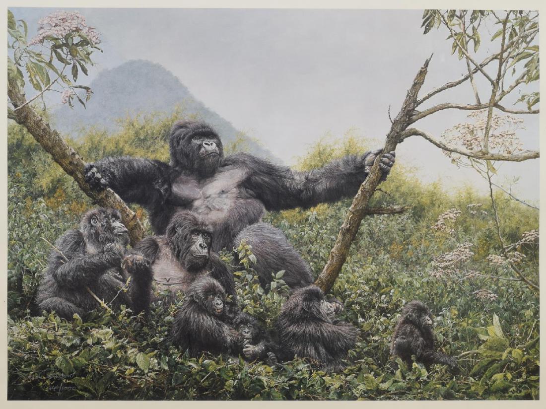 SIMON COMBES (1940-2004) LIMITED EDITION PRINT: Framed limited edition print, "The Guardian," signed lower left Simon Combes (England, 1940-2004) and numbered 400/1000, dated lower right 1990, sight: approx 20.75"h, 28.5"w; overall: approx 30"h, 34