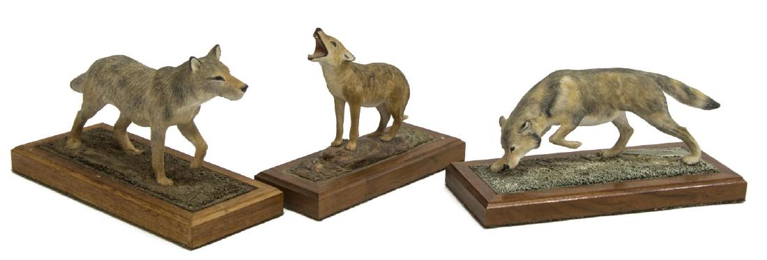 (3) LOUIS PAUL JONAS STUDIOS WILDLIFE SCULPTURES: (lot of 3) Louis Paul Jonas (United States, 1894-1971) Studios wildlife sculptures, including: (1) Timber Wolf, signed and numbered 6/89, (1) Coyote, signed and numbered 7/89, (1) Dire Wolf, signed an