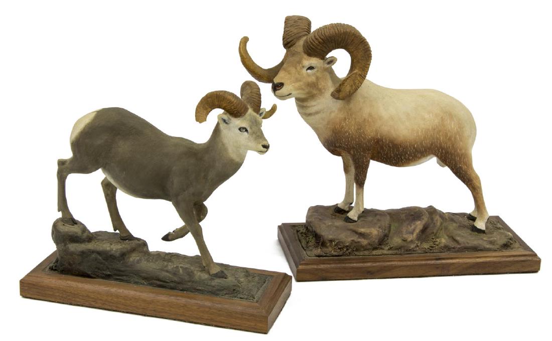 (2) LOUIS PAUL JONAS STUDIOS WILDLIFE SCULPTURES: (lot of 2) Louis Paul Jonas (United States, 1894-1971) Studios wildlife sculptures, including: (1) Stone Sheep, signed and numbered 2/81, approx 7.5"h, 8.5"w, 3"d, (1) Mongolian Argali, signed and num