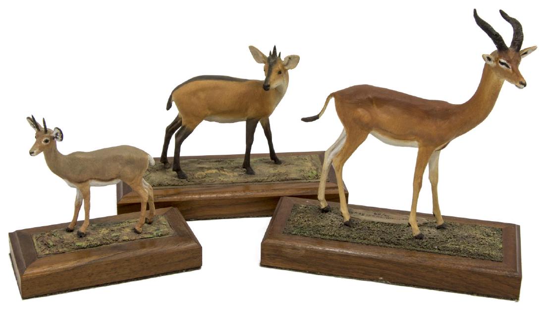 (3) LOUIS PAUL JONAS STUDIOS WILDLIFE SCULPTURES: (lot of 3) Louis Paul Jonas (United States, 1894-1971) Studios wildlife sculptures, including: (1) Beira, signed and numbered 3/90, (1) Red-flanked Duiker, signed and numbered 9/89, (1) Gerenuk, signe