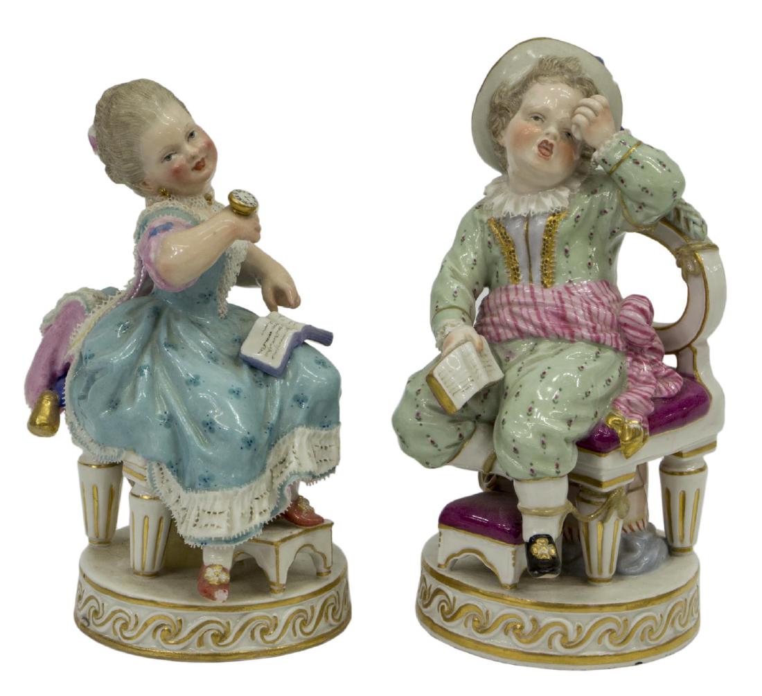 2) MEISSEN PORCELAIN BOY TIED TO CHAIR & GIRL, F49 (1 of 5)