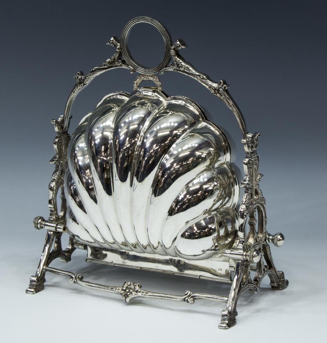 WILLIAM ADAMS SHELL FORM SILVERPLATE MUFFIN WARMER (1 of 3)