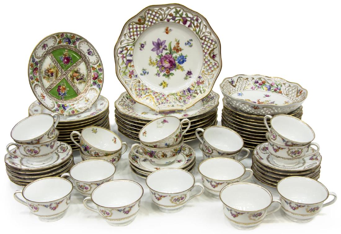 (52) DRESDEN FLORAL PORCELAIN DINNER SET, VARIED (1 of 4)