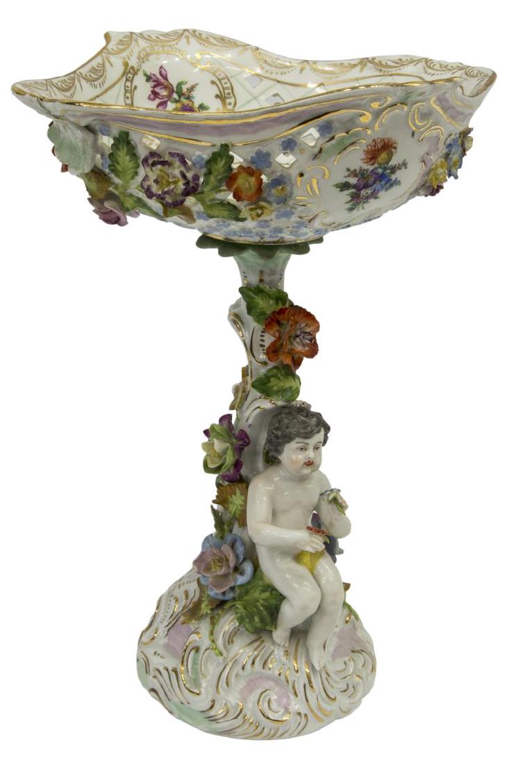 CARL THIEME RETICULATED PORCELAIN PUTTI COMPOTE (1 of 5)