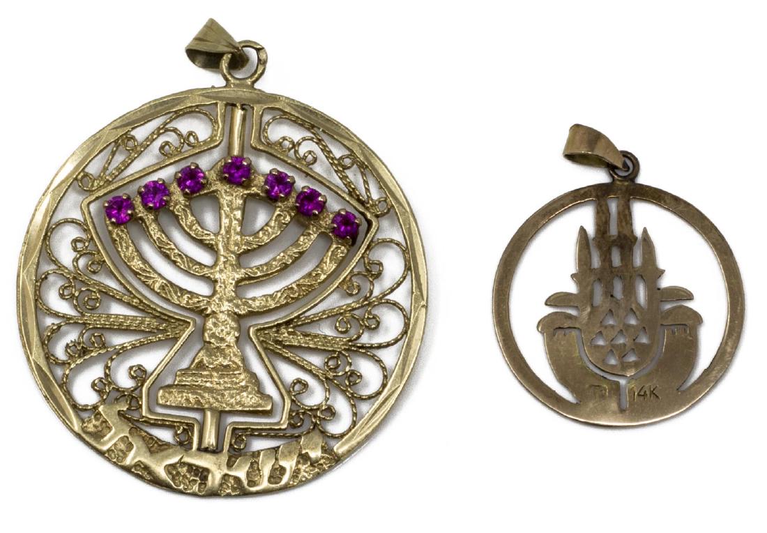 2) ESTATE 14KT GOLD PENDANTS, GEMSET MENORORAH (1 of 4)