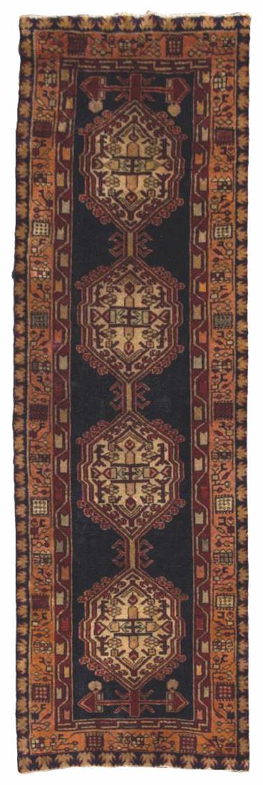 HAND-TIED PERSIAN KAZAK WOOL RUNNER, 9'4" x 3'3" (1 of 2)