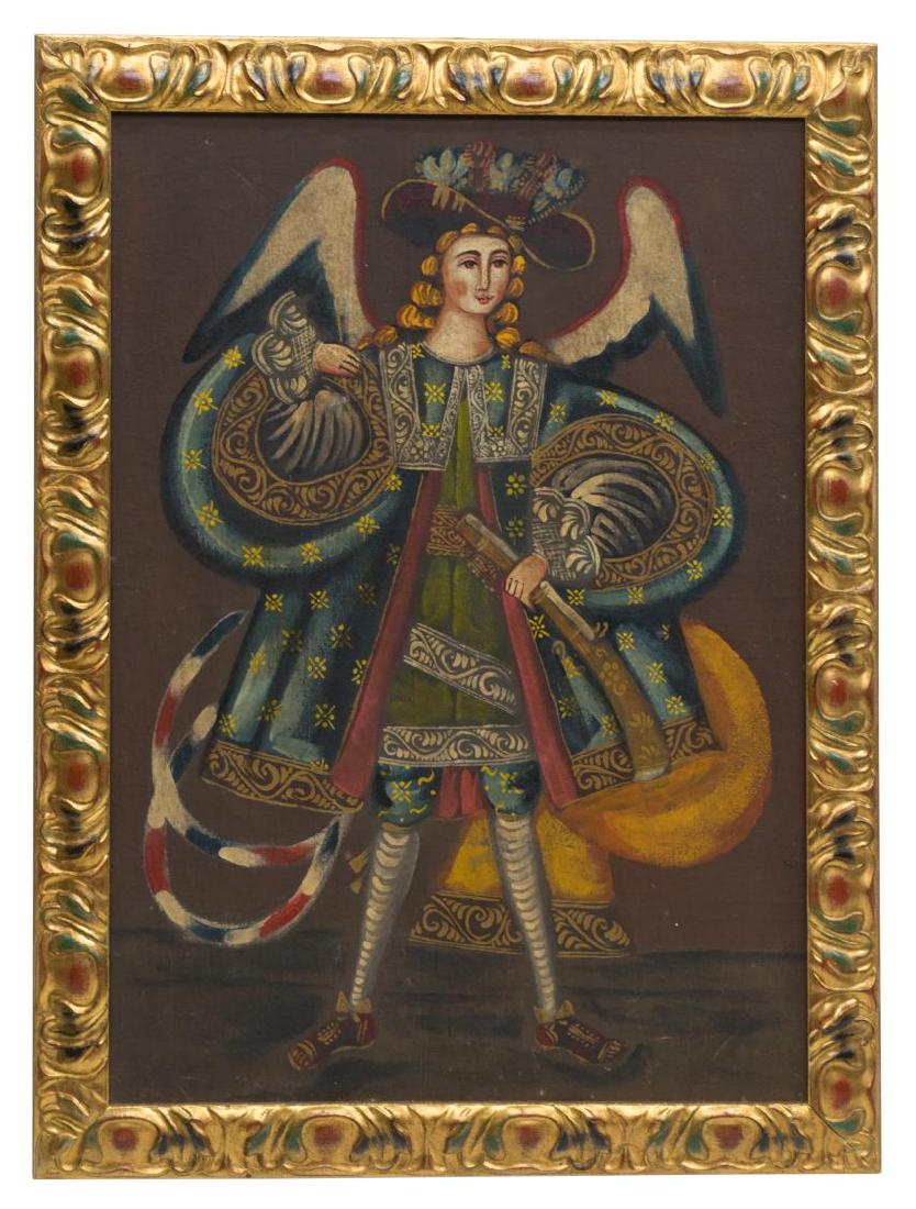 DECORATIVE FRAMED CUSCO STYLE PAINTING ON PANEL (1 of 3)