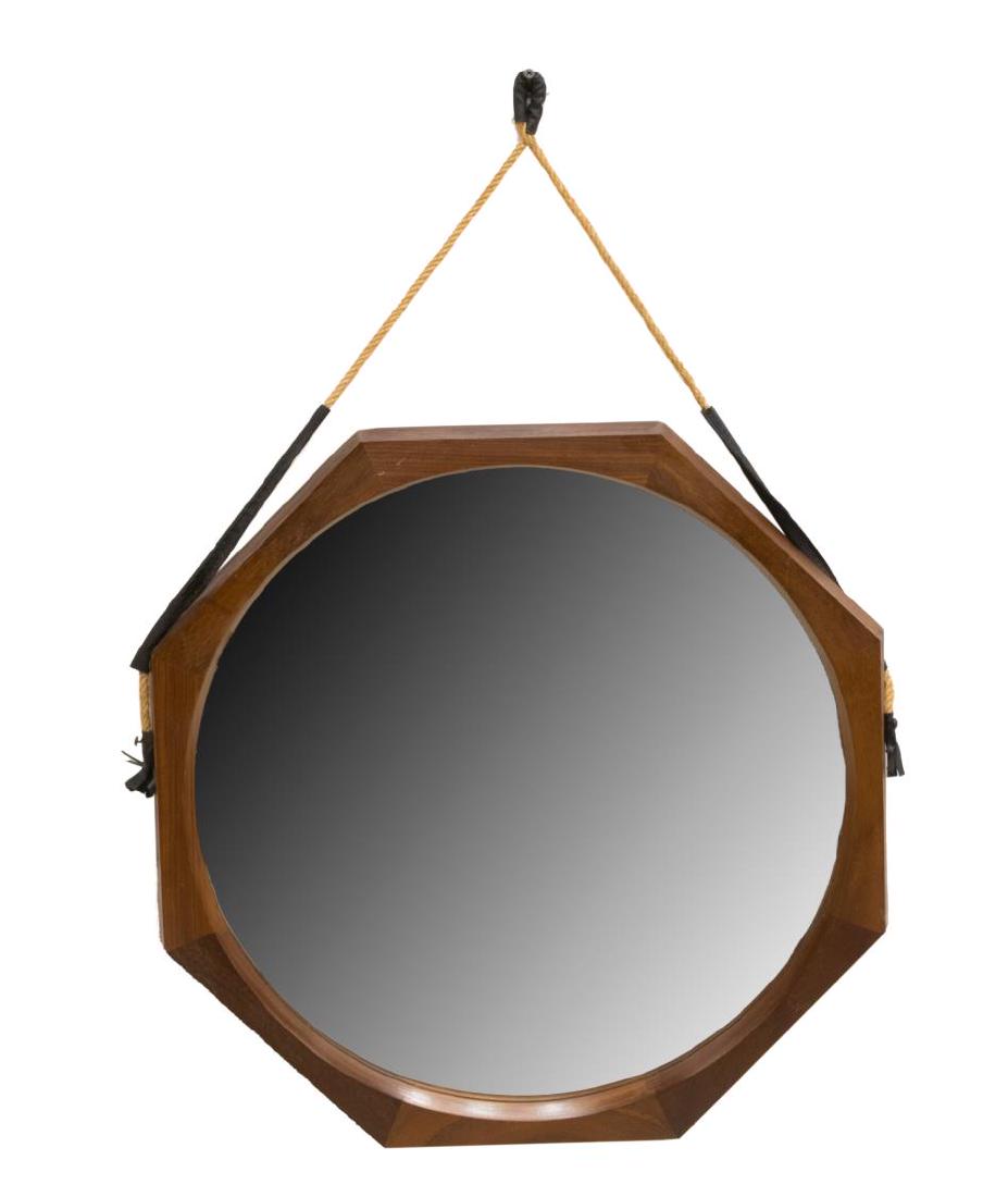 ITALIAN MID-CENTURY MODERN TEAKWOOD WALL MIRROR (1 of 3)